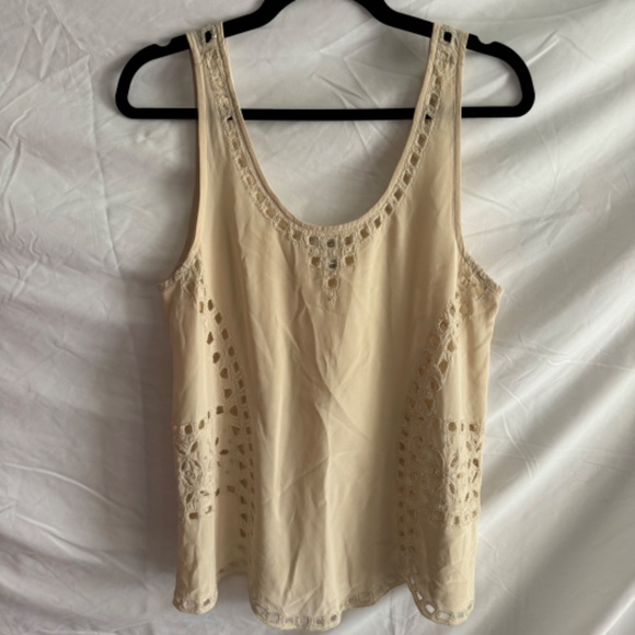 Joie Reena Silk Beaded Cream Beige Tank Top Size S - Picture 5 of 14